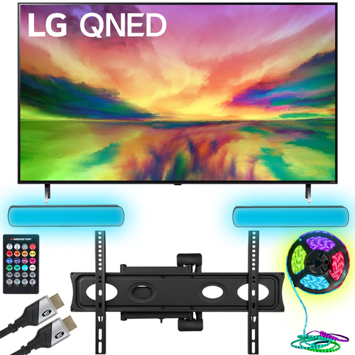 LG QNED80 55 inch 4K HDR Smart Mini-LED TV 2023 w/ Monster TV Wall Mount Kit