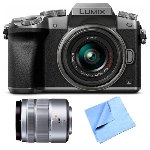 Panasonic LUMIX G7 Interchangeable Lens Silver DSLM Camera 14-42mm and 45-150 Lens Bundle