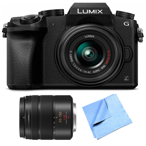 Panasonic LUMIX G7 Interchangeable Lens Black DSLM Camera 14-42mm and 45-150 Lens Bundle
