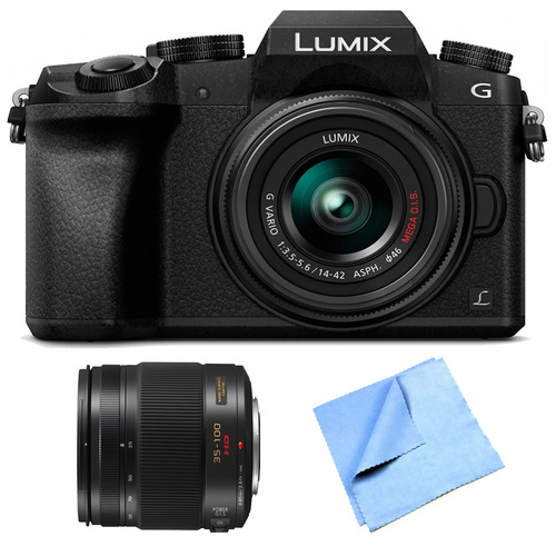 Panasonic LUMIX G7 Mirrorless 4K DSLM Camera w/ 14-42mm and 35-100mm Dual Lens Bundle