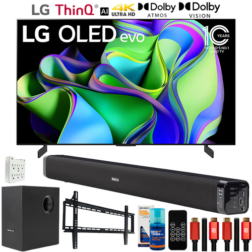 LG OLED evo C3 48` HDR 4K Smart OLED TV 2023 with Deco Gear Home Theater Bundle