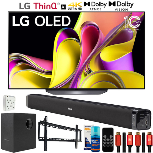 LG 65` B3 Series OLED 4K UHD Smart TV ThinQ AI with Deco Gear Home Theater Bundle