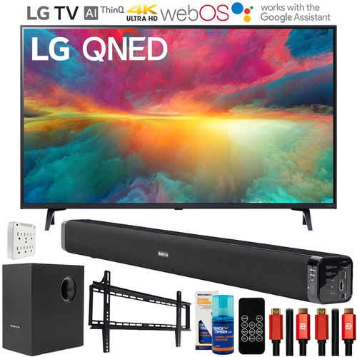 LG 75` 4K HDR Smart Quantum Dot NanoCell TV 2023 with Deco Gear Home Theater Bundle