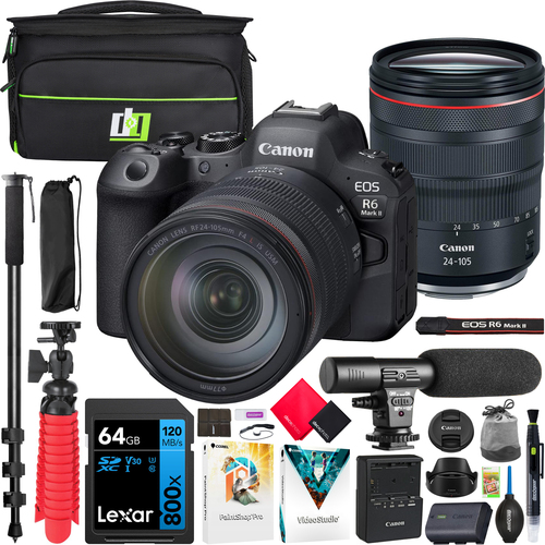 Canon EOS R6 Mark II Mirrorless Camera with RF 24-105mm F4 L IS USM Lens Kit + Bundle