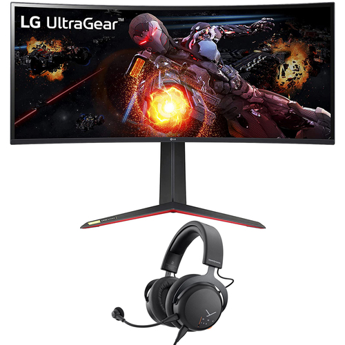 LG 34` UltraGear QHD Nano IPS Curved Gaming Monitor w/ MMX 150 Gaming Headset