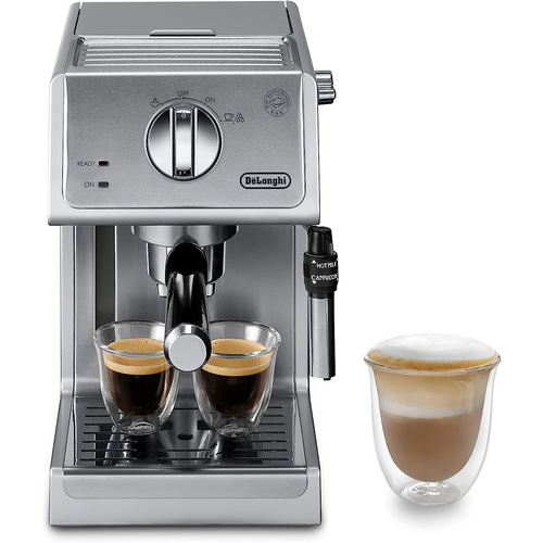 Delonghi Bar Pump Espresso and Cappuccino Machine, 15`, Stainless Steel, Refurbished