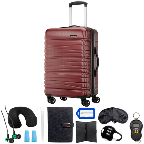 Samsonite Evolve SE Hardside 20` Luggage Spinner, Matte Burgundy + 10pc Accessory Kit