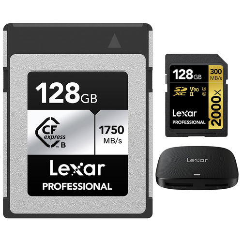 Lexar CFexpress Type B SILVER Series Memory Card 128GB + 128GB SDXC Card +Reader