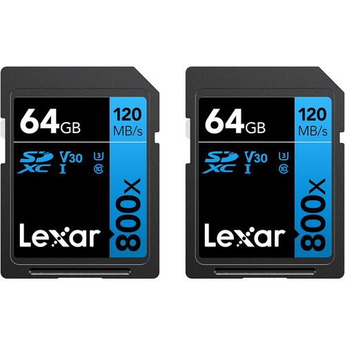 Lexar High-Performance 800x 64GB SDXC UHS-I Memory Card (2-Pack)