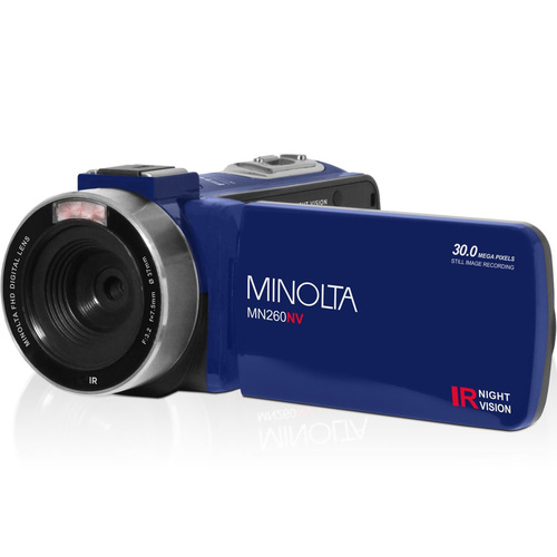 Minolta MN260NV 1080P FHD / 30 MP Night Vision Camcorder, Blue