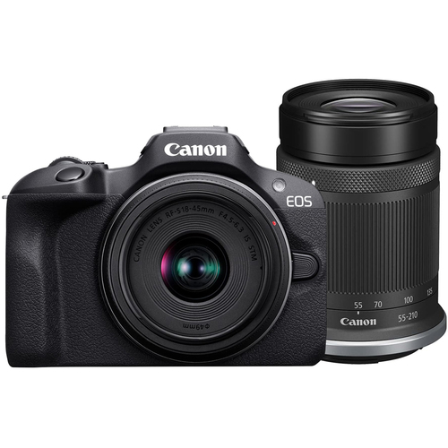 Canon EOS R100 Camera w/ RF-S18-45mm F4.5-6.3 IS STM + RF-S55-210mm F5-7.1 IS STM Lens