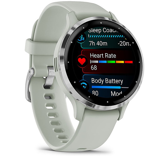 Garmin Venu 3S Health Fitness GPS Smartwatch Steel Bezel with Sage Gray Case (41mm)