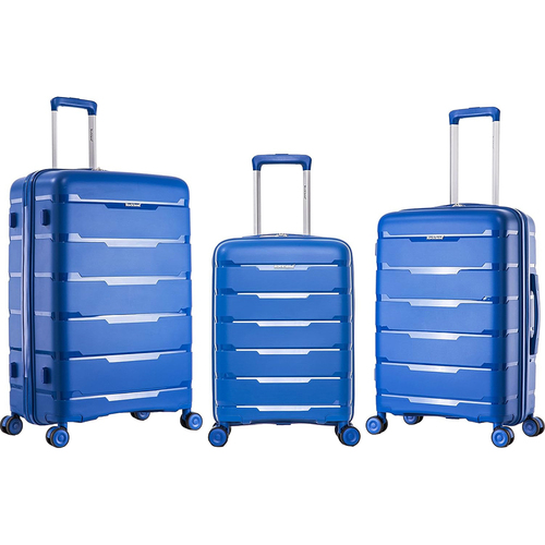 Rockland Pasadena 3 Piece Hardside Luggage Nested Spinner Set (19`/23`/27`) Blue - F252