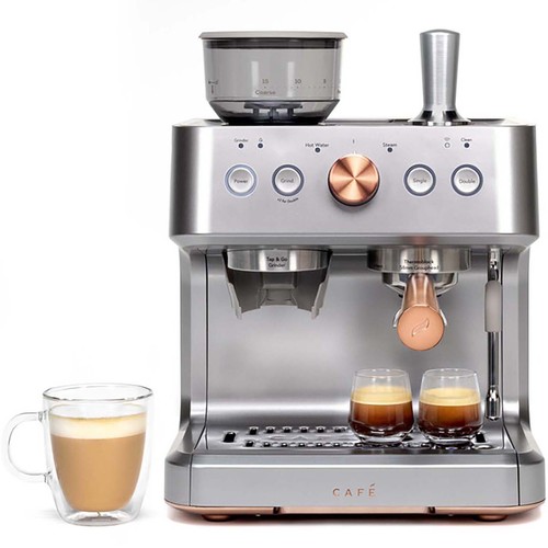 Cafe BELLISSIMO Semi Automatic Espresso Machine + Frother - Steel Silver